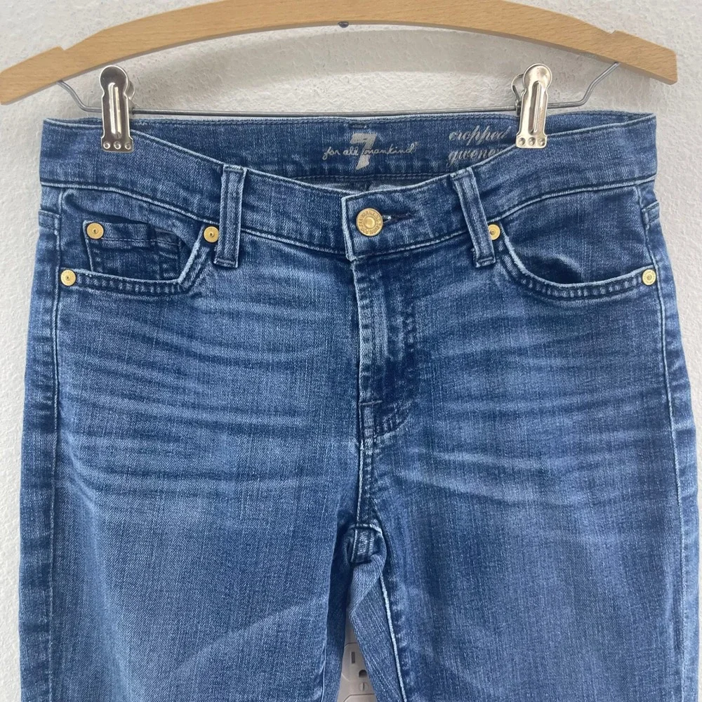 7 For All Mankind Gwenevere Jeans Womens 27 Blue Cropped Skinny Low Rise Capsule